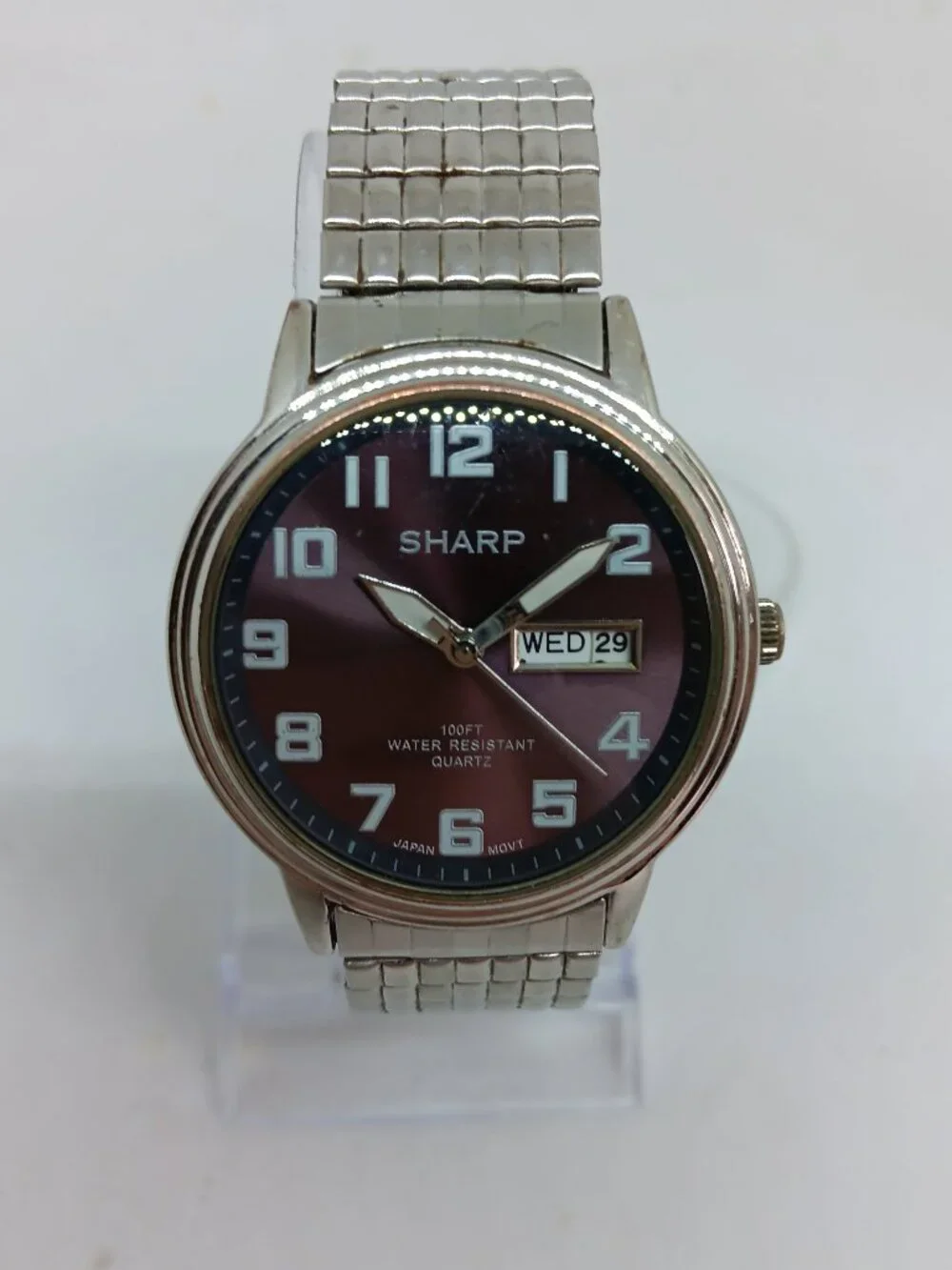 VINTAGE 1990s Sharp SHP5215 Mens 38mm Silver Tone Japanese Quartz Day/Date Watch